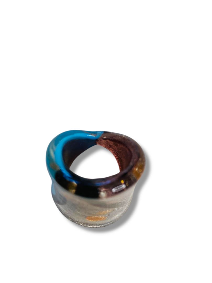 Size 8 All Glass Ring Multicolor Artisan Jewelry Pink Blue