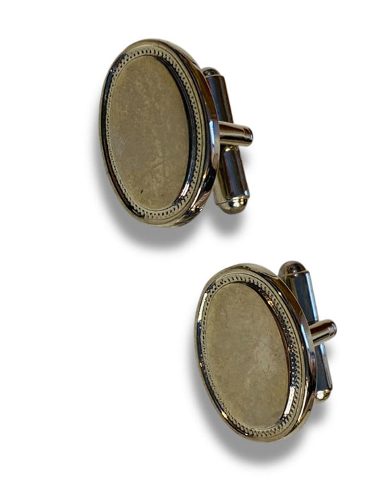 Silvertone BulletBack Cuff Links Oval 20mm Cufflinks
