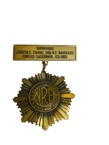 Vintage NRA Badge 2" Pin Indoor Small Bore Rifle Match High School Club 92%