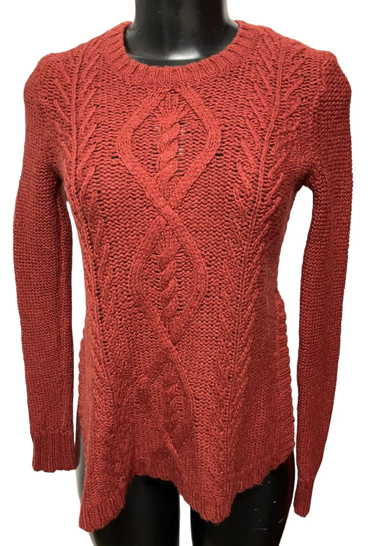 XS Madewell Firelight Cable Knit Pull Over Sweater Alpaca Wool Blend