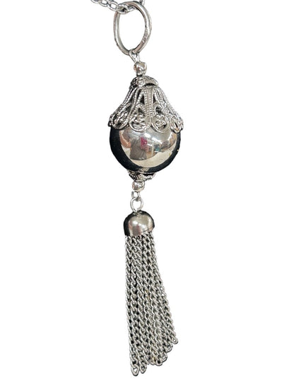 Signed Sarah Coventry Silvertone Tassel Pendant Necklace 24" Chain