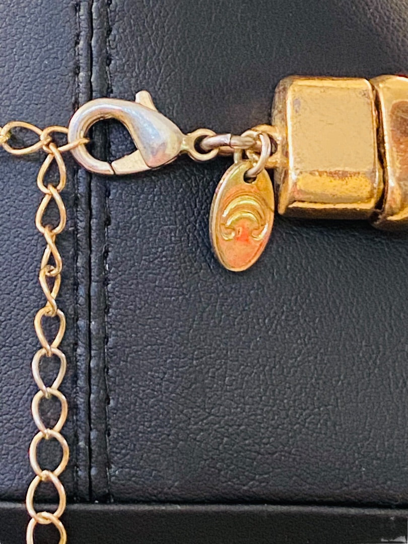 Charming Charlie Goldtone Statement Necklace 17-21" Dual Snake Chain