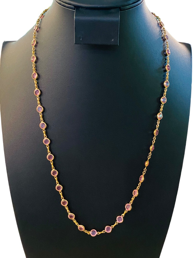 Goldtone Pink Signed Avon 22.5" Necklace Lobster Clasp