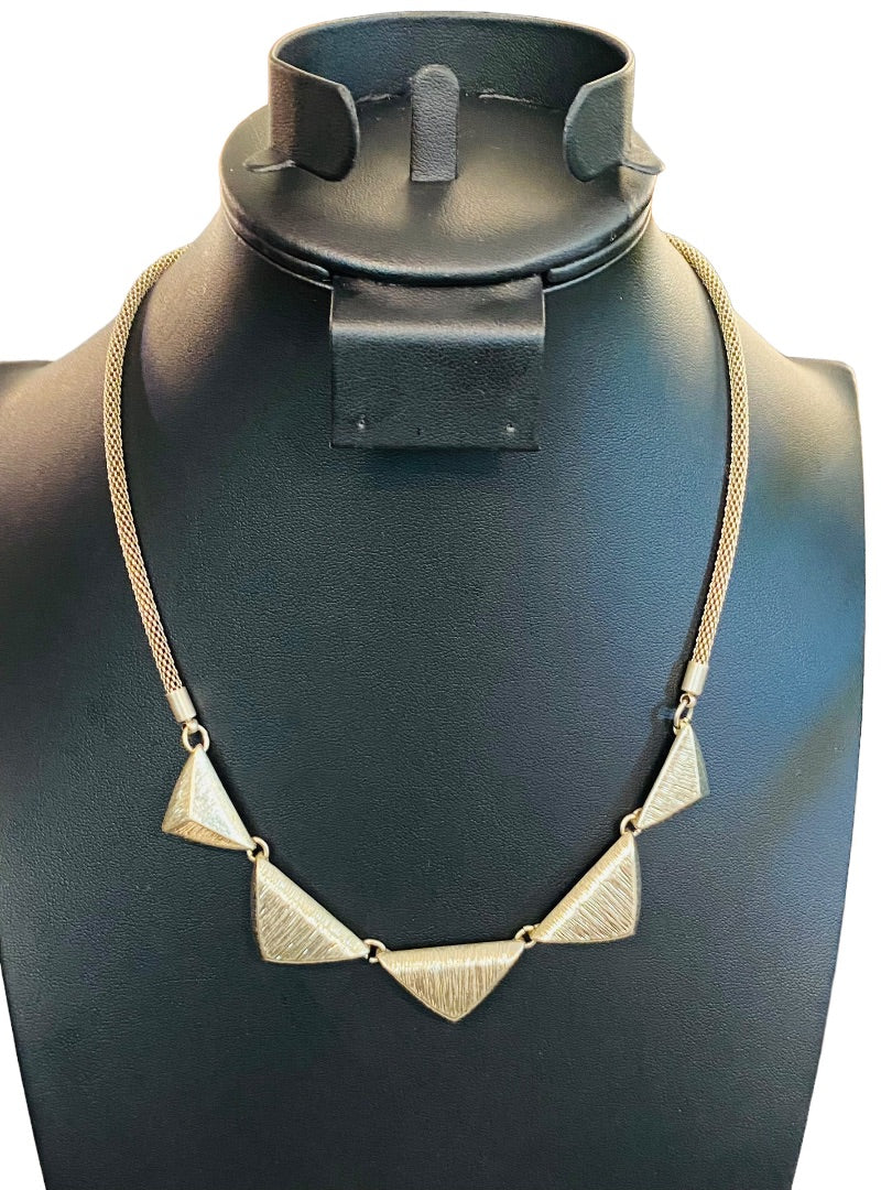 Goldtone Triangle Necklace 17"-20" Lays Flat Lobster Clasp