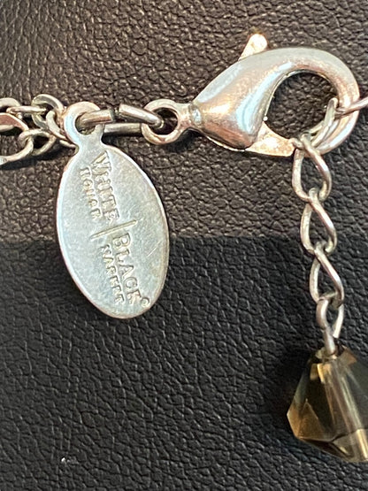 White House Black Market 16-18" Silvertone Charm Necklace Faceted Beads