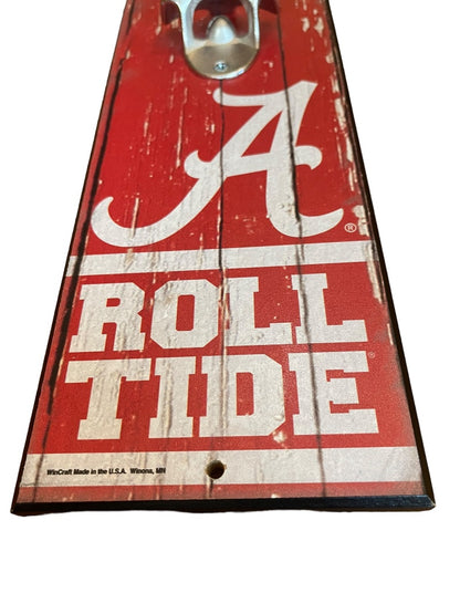 Alabama Crimson Tide Bottle Opener Wood Sign Wall Plaque Mount Bar New  5"x11" Wincraft