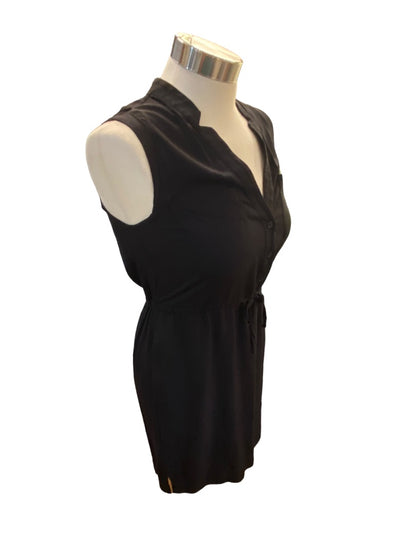 XS LOFT Black Lightweight Summer Dress V-Neck Sleeveless Rayon Black Pockets