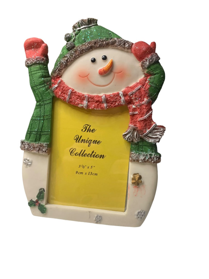 Jubilee Crafts Tabletop Green Hat Snowman Tabletop Photo Frame for 3.5x5"