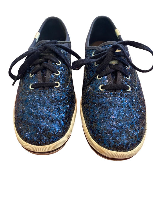 7 M Keds Kate Spade Collab Navy Blue  Glitter Classic Sneakers Lace Up