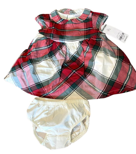 3M Carter's Christmas Plaid 2 Piece Dress Set Short Sleeve