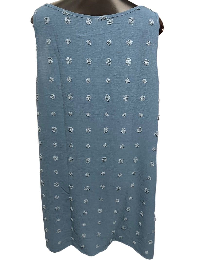 XXL Blooming Jelly New Swiss Dot Sleeveless Tank Shift Dress Blue Pockets