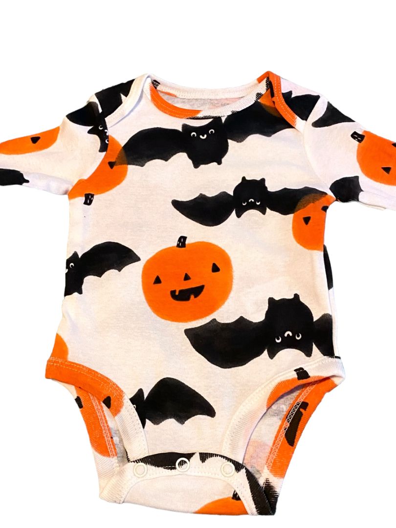 Newborn Halloween Long Sleeve One Piece Pumpkins Bats NWOT