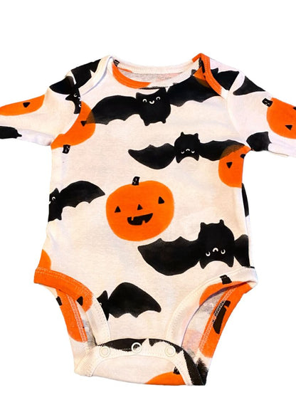 3M Halloween Long Sleeve One Piece Pumpkins Bats NWOT