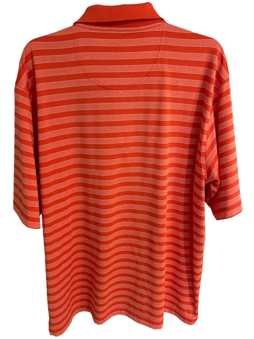 XL Lone Cypress Mens Pebble Beach Striped Performance Golf Shirt Orange Stripe