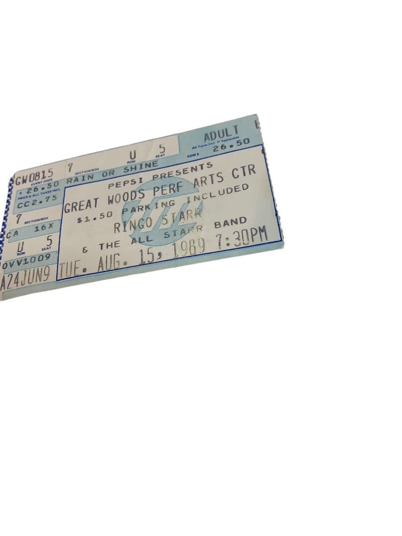 Ringo Starr Used Ticket Stub August 15 1989 Great Woods Perf Arts Ctr Ephemera