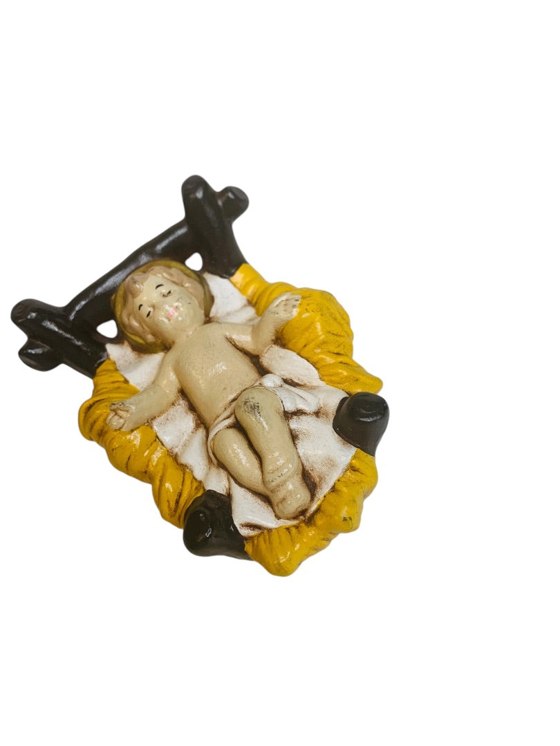 Handpainted Ceramic 1980s Nativity Figurine Baby Jesus 3.5"L x 2.5"h Christmas