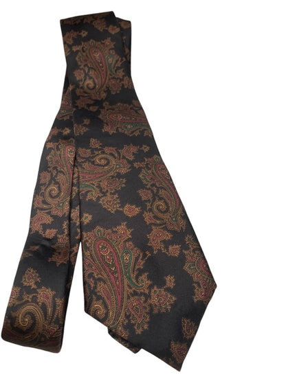 Stafford Mens Necktie X-Long 64" Length Tie Silk Black Paisley Autumn Colors