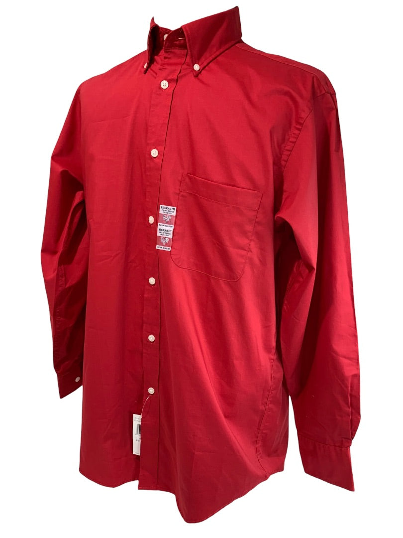 Small 14-14.5 (32/33) Izod Mens New Crimson Red Button Down Shirt