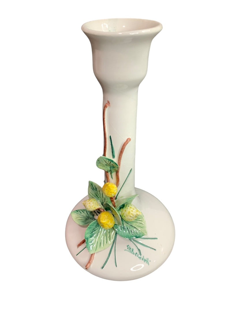 Harmony Taormina TM Benedetti Italian Candlestick Majolica Signed Lemon