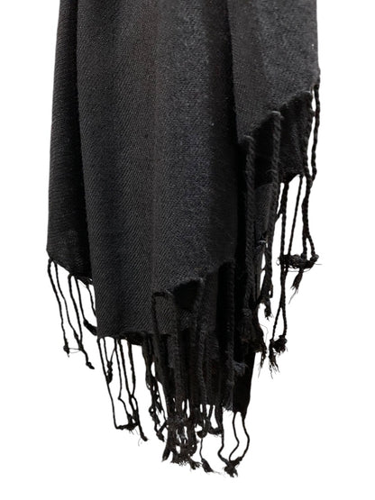 Bijoux Terner Black Faux Pashmina Fringed Wrap Shawl Scarf 90 x 34 Inches