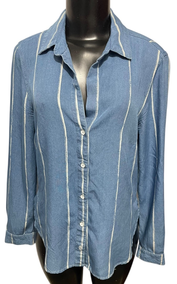 XS Bella Dahl Womens Casual Button Down Shirt Striped