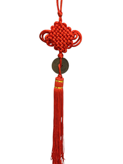 15 Inch Feng Shui Coin Red Chinese Knot for Wealth and Prosperity