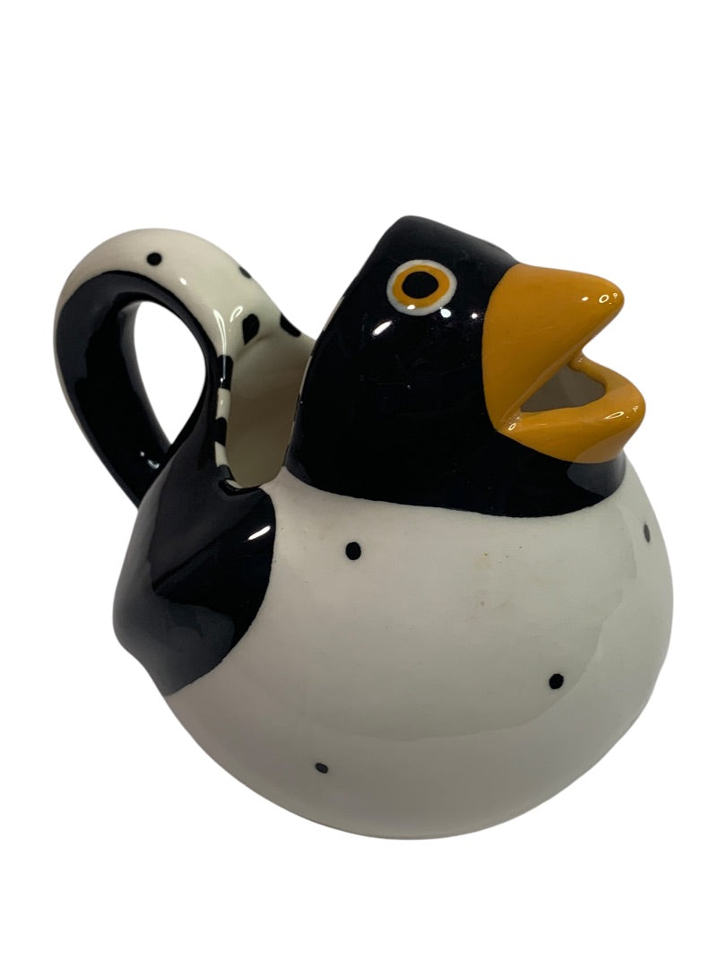 Palmer Ceramic Creamer Pitcher Black White Bird Figural