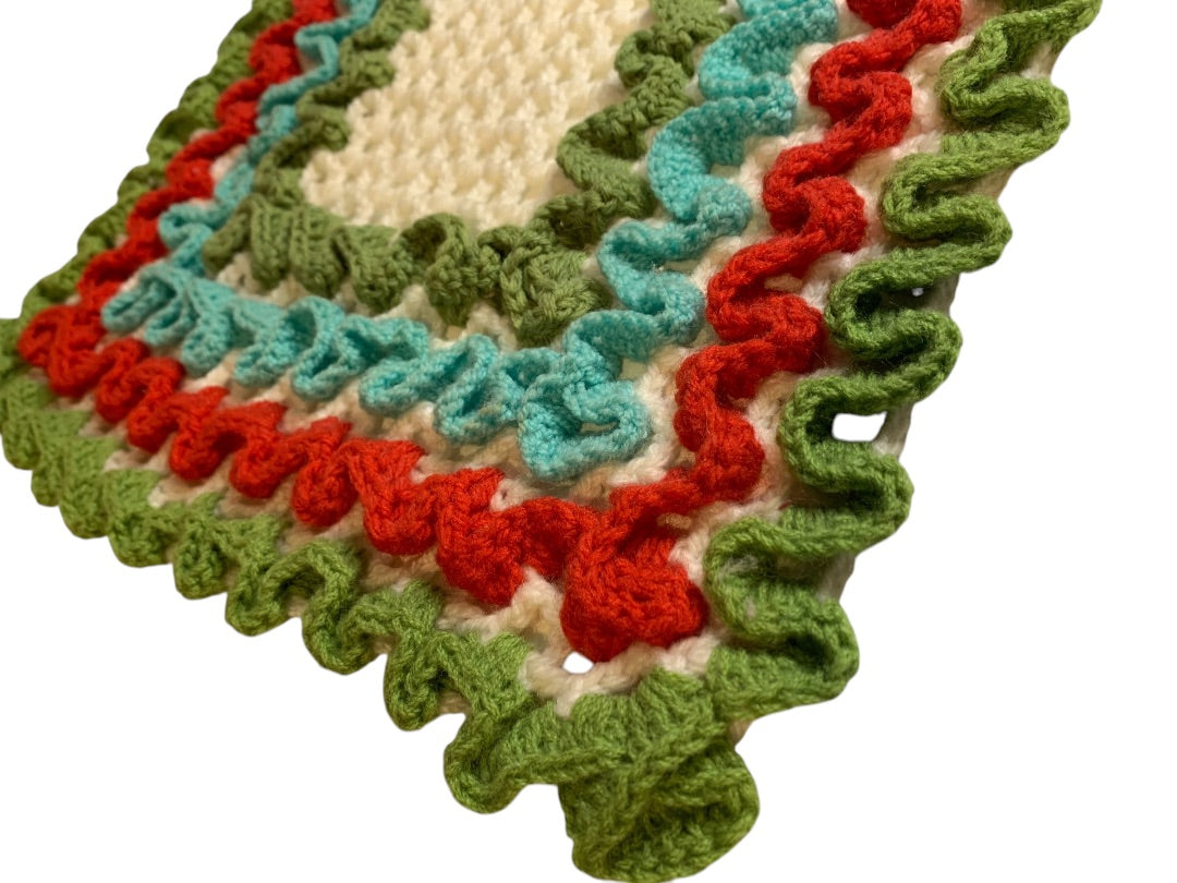 Vintage 1970s Handmade Crocheted Doily 14 Inches Square