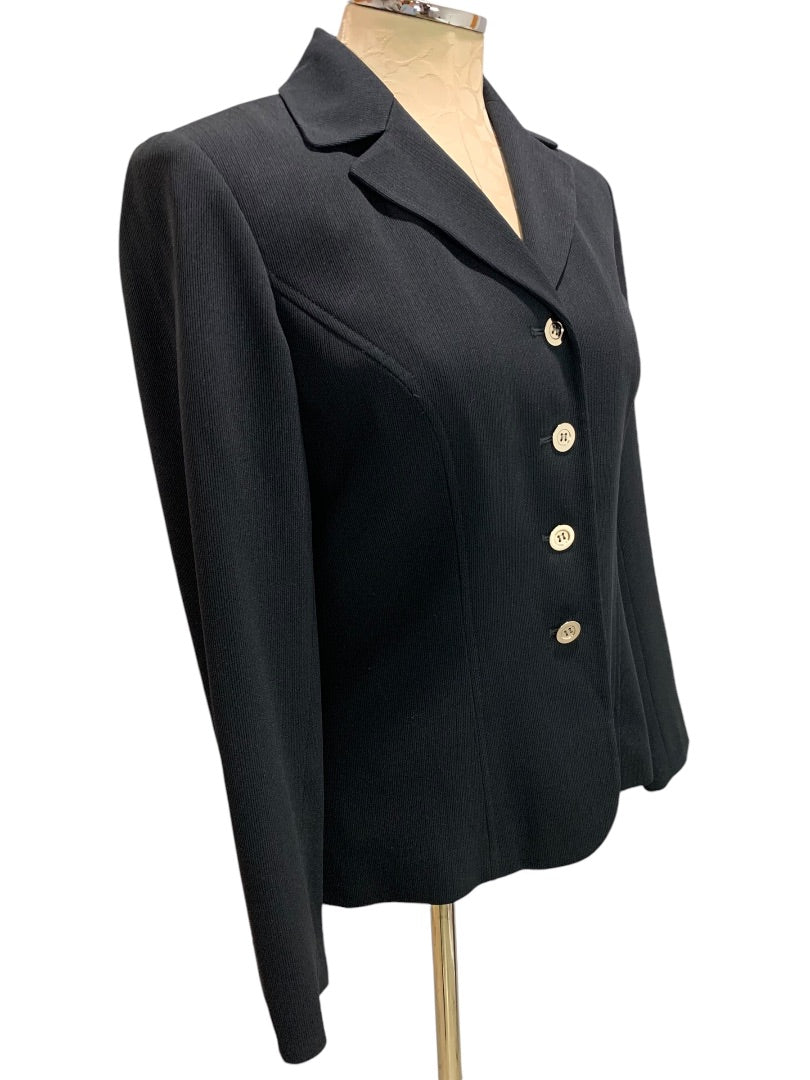 Size 6 Kasper for ASL Womens Suit Jacket Black Silvertone Buttons Blazer