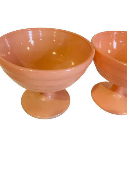 Set of 2 Hazel Atlas 1940s Sherbet Dish Moderntone Platonite Pastel Pink