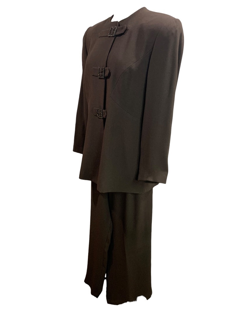 Size 14 Zelda Womens Vintage 1990s 2 Piece Brown Dressy Suit