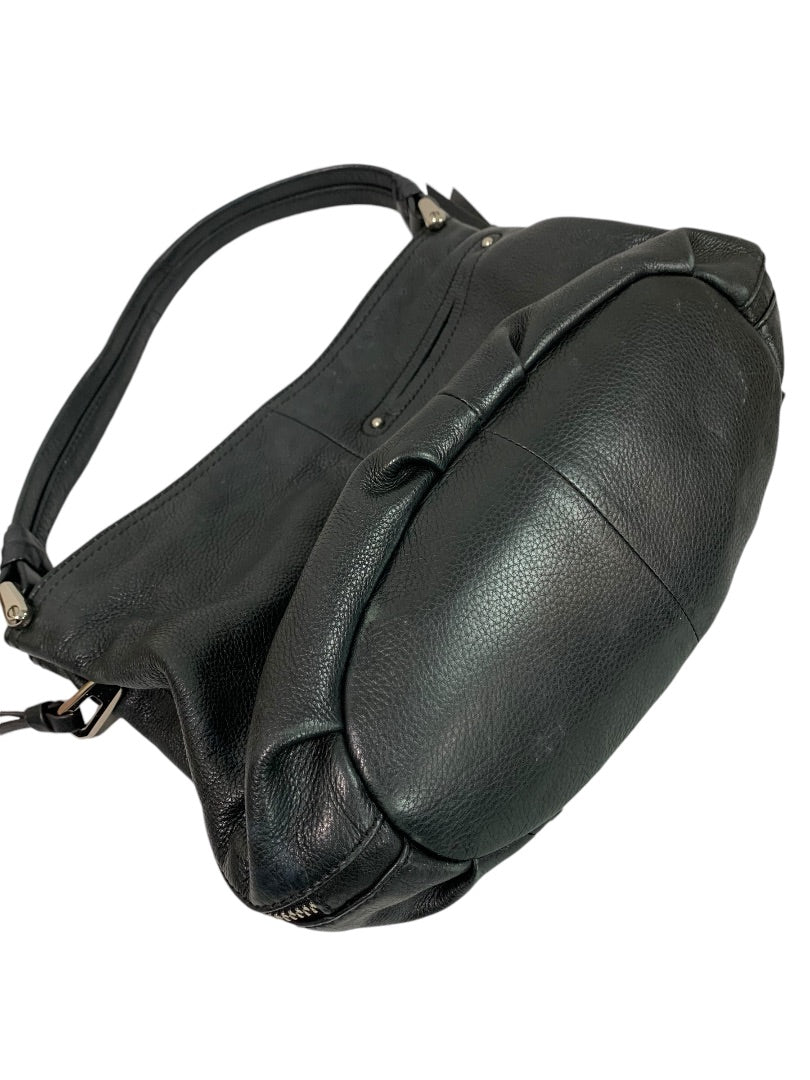 B Makowsky Black Pebbled Leather Shoulderbag Side Zip Pockets