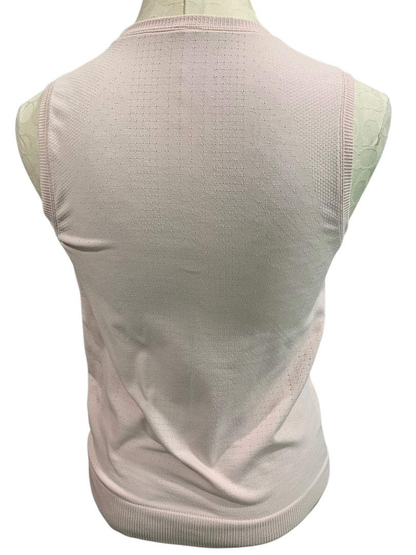 Medium Womens Blush Pink Activewear Tank Perforated Banded Hem