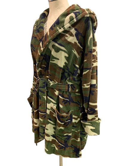 Medium TJ Lawford Womens Terry Camo Hooded Bathrobe Pockets