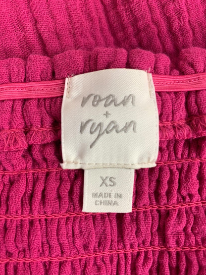 XS Roan + Ryan Fuchsia Womens Off Shoulder Banded Shirt Blouse