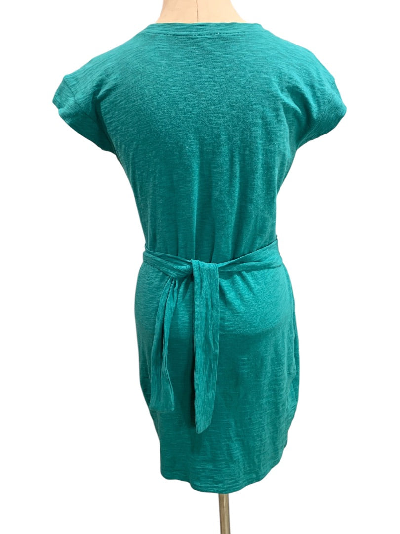 XS J.Crew Tie Waist Tshirt Dress Short Sleeve Green Style BI142