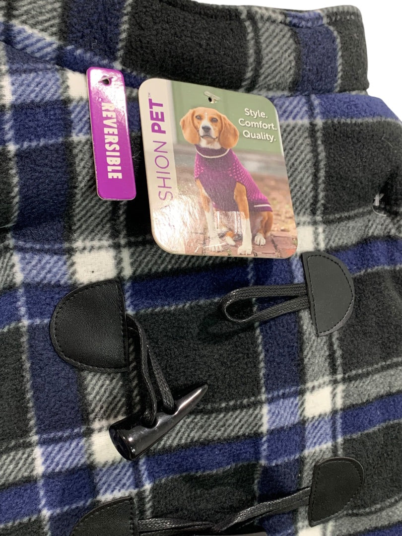 Medium Fashion Pet Dog New Reversible Fleece Jacket Coat Plaid