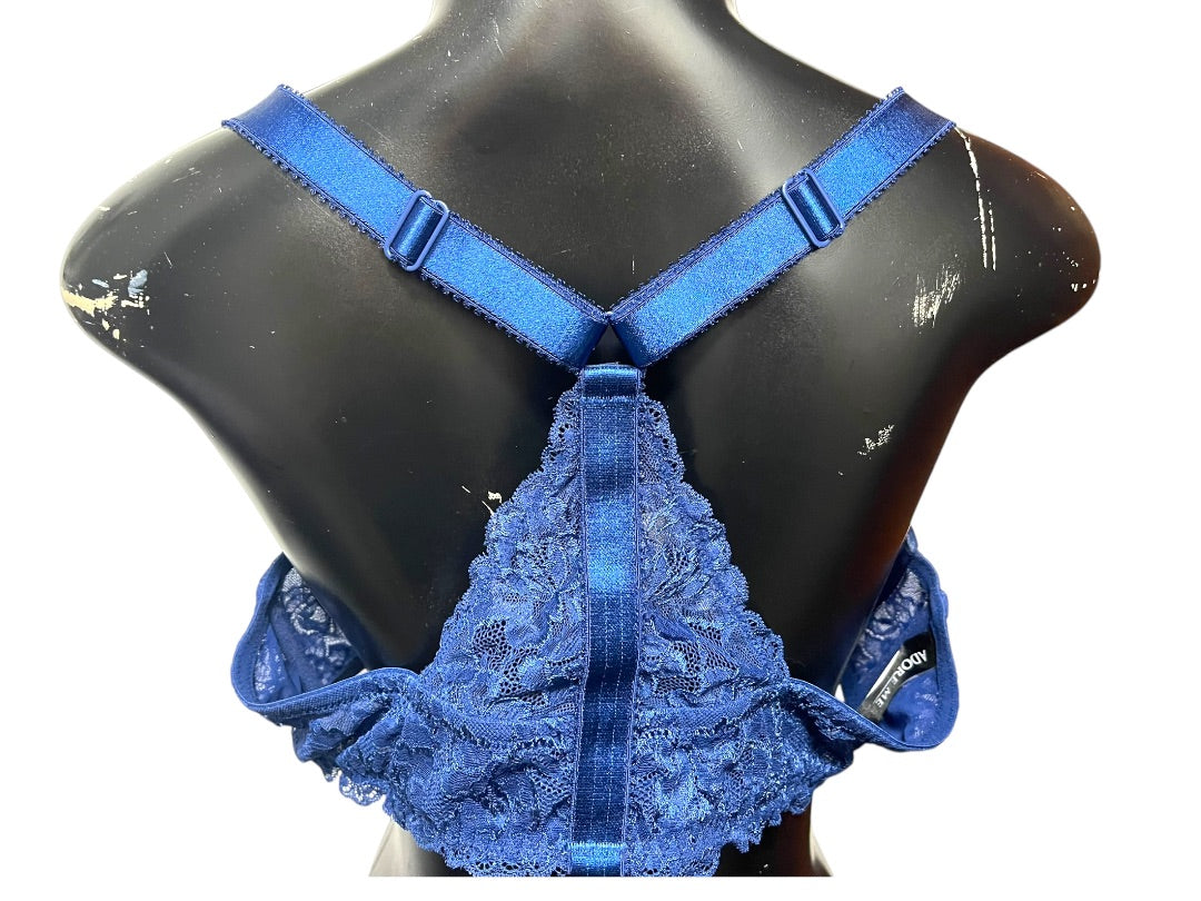 42D Adore Me Lace Front Closure Bra Blue Underwire Padded