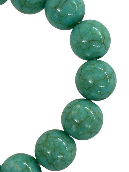 Acrylic Beaded Stretch Bracelet Faux Turquoise Bronze