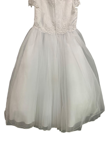 Size 8X Tall Joan Calabrese Girls First Communion Dress Beaded Lace Bodice