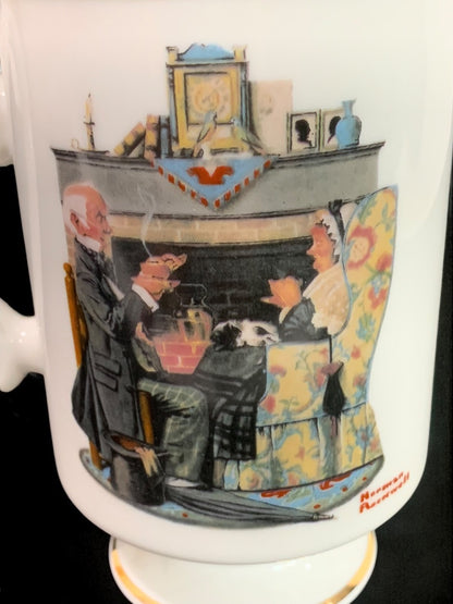 1981 Norman Rockwell Porcelain Pedestal Mug "Tea for Two" The Danbury Mint
