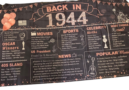 Rose Gold 1944 Birthday Banner 72.8 x 43.3 Inches Womens