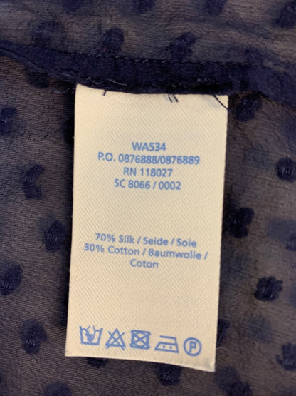 Size 6 Boden Womens Sheer Navy Blue Swiss Dot Shirt Silk Blend Pullover