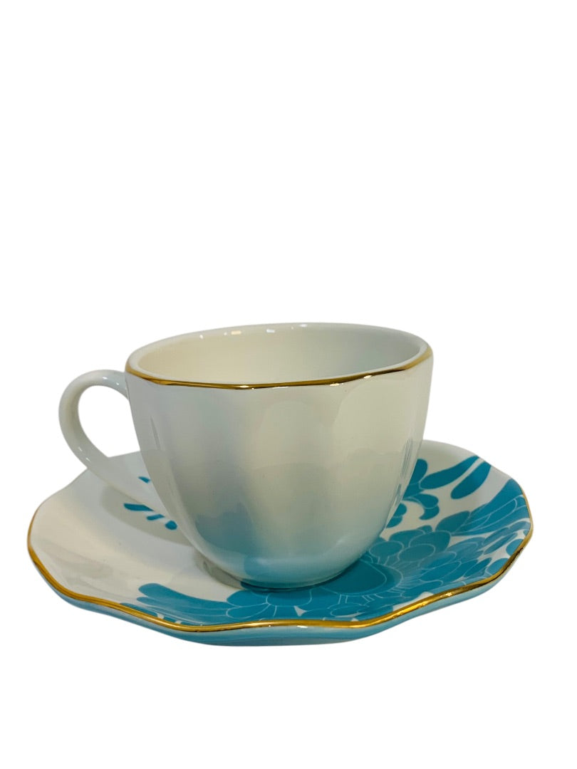 Lenox X Kate Spade Gwinnett Lane Turquoise Cup and Saucer Teacup