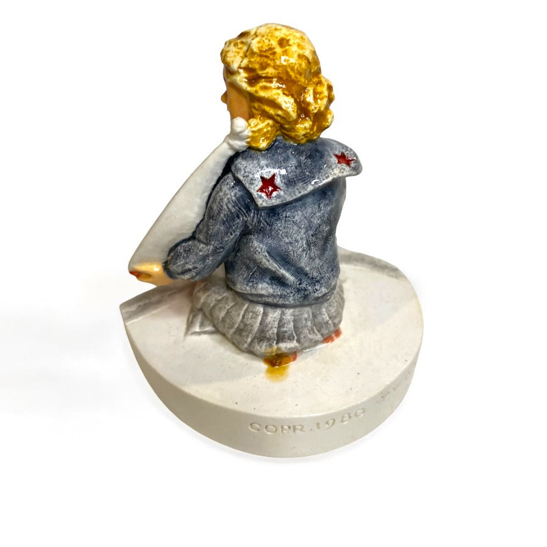 1980 Sebastian Miniatures Figurine Girl Sailboat 3 Inch Numbered