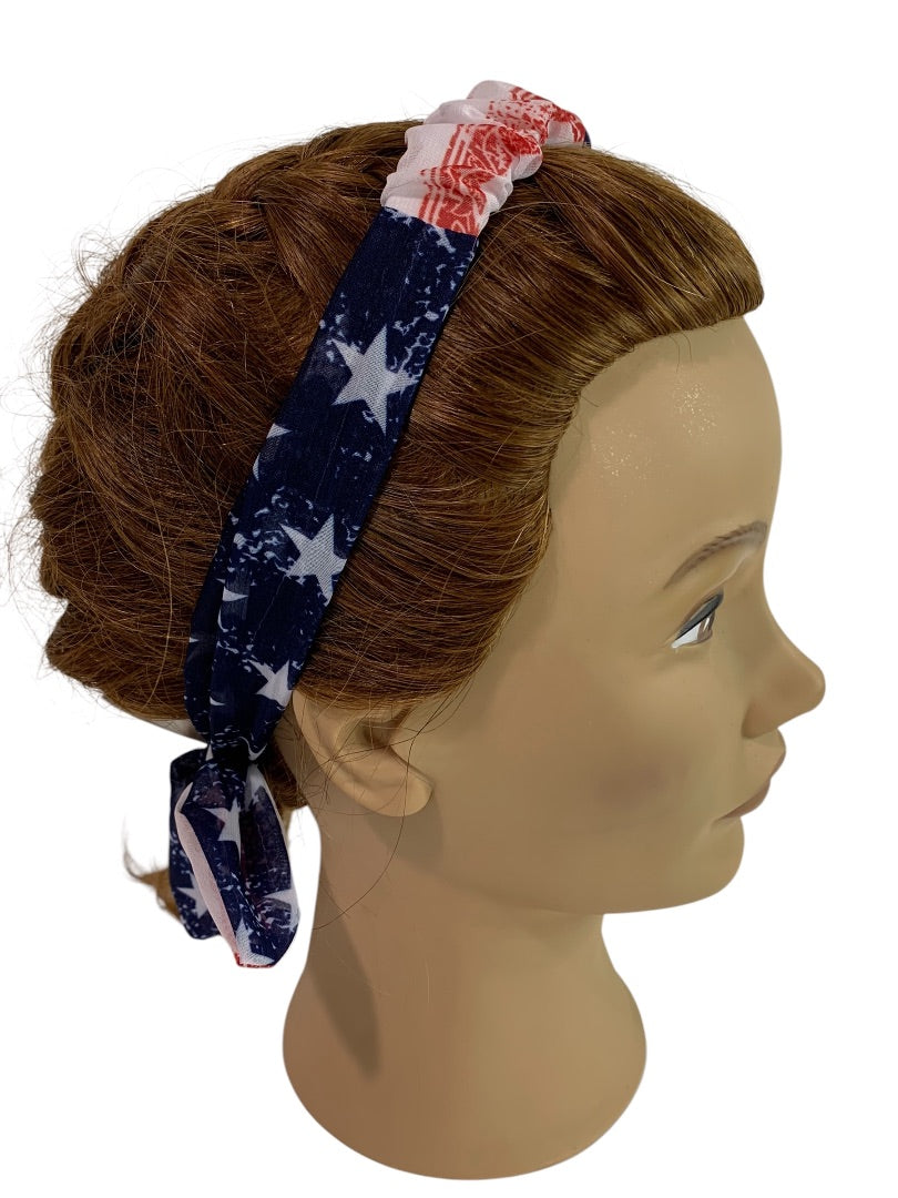 Claires New Hair Fabric Headband Patriotic Stars Stripes USA