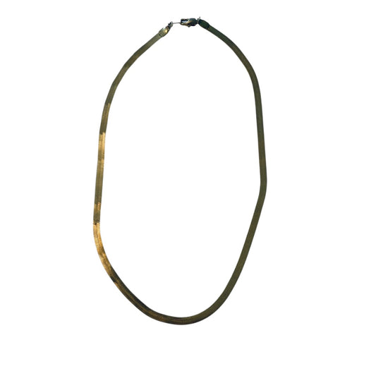 Vintage Korea Herringbone Necklace Light Goldtone Color 18 Inch Lobster Clasp