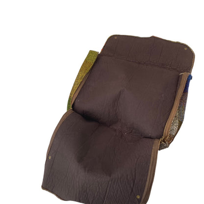 Vintage Tweed Blocked Portfolio Bag Case Side Zips Snap Closure 20"l x 15.5"h