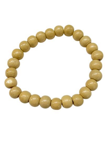 Vintage Stretch Bracelet Blonde Wood 9 mm Beads