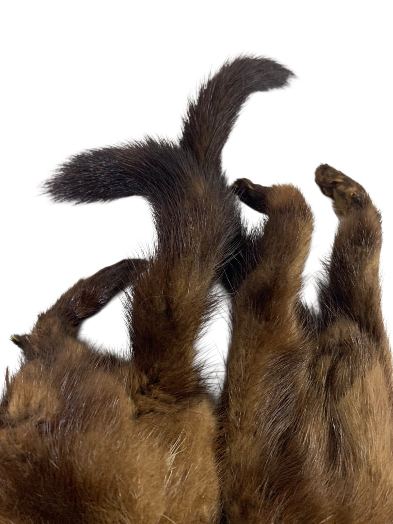 1950s Head to Tail Brown Mink Fur Scarf Vintage 54 Inch
